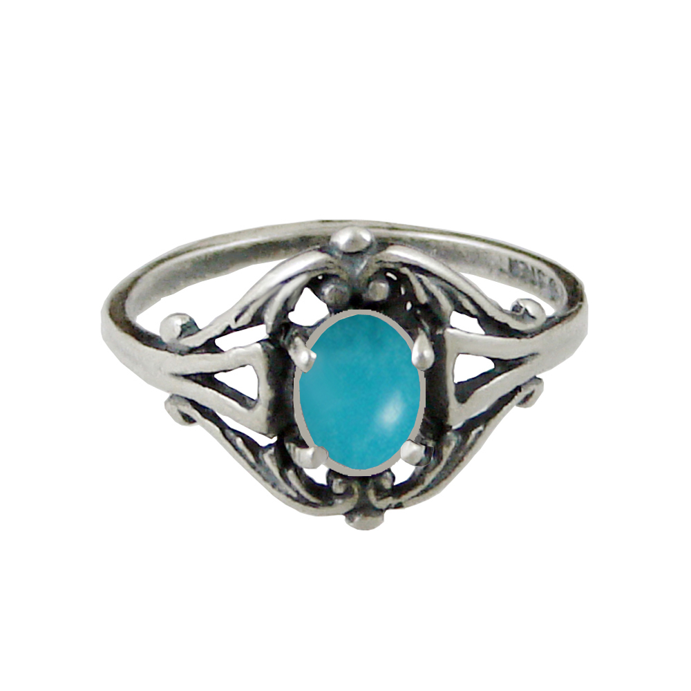 Sterling Silver Filigree Ring With Turquoise Size 5